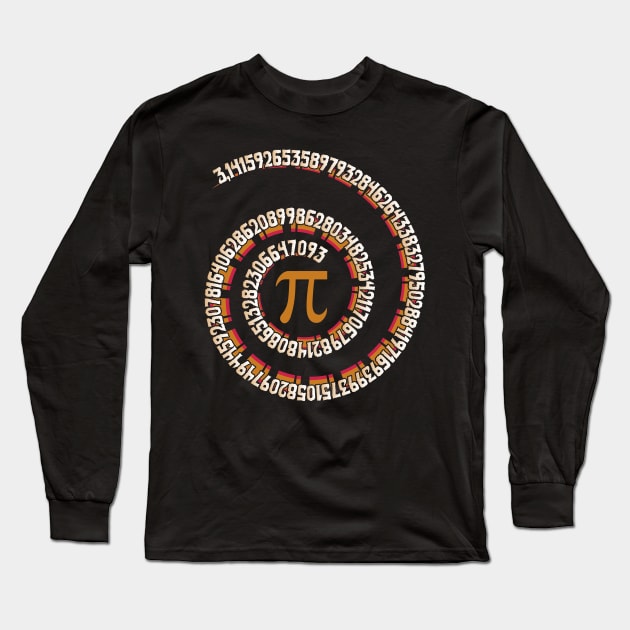 Pi Day 3.14 Spiral Pi Math Gift For Teachers Long Sleeve T-Shirt by Tesszero